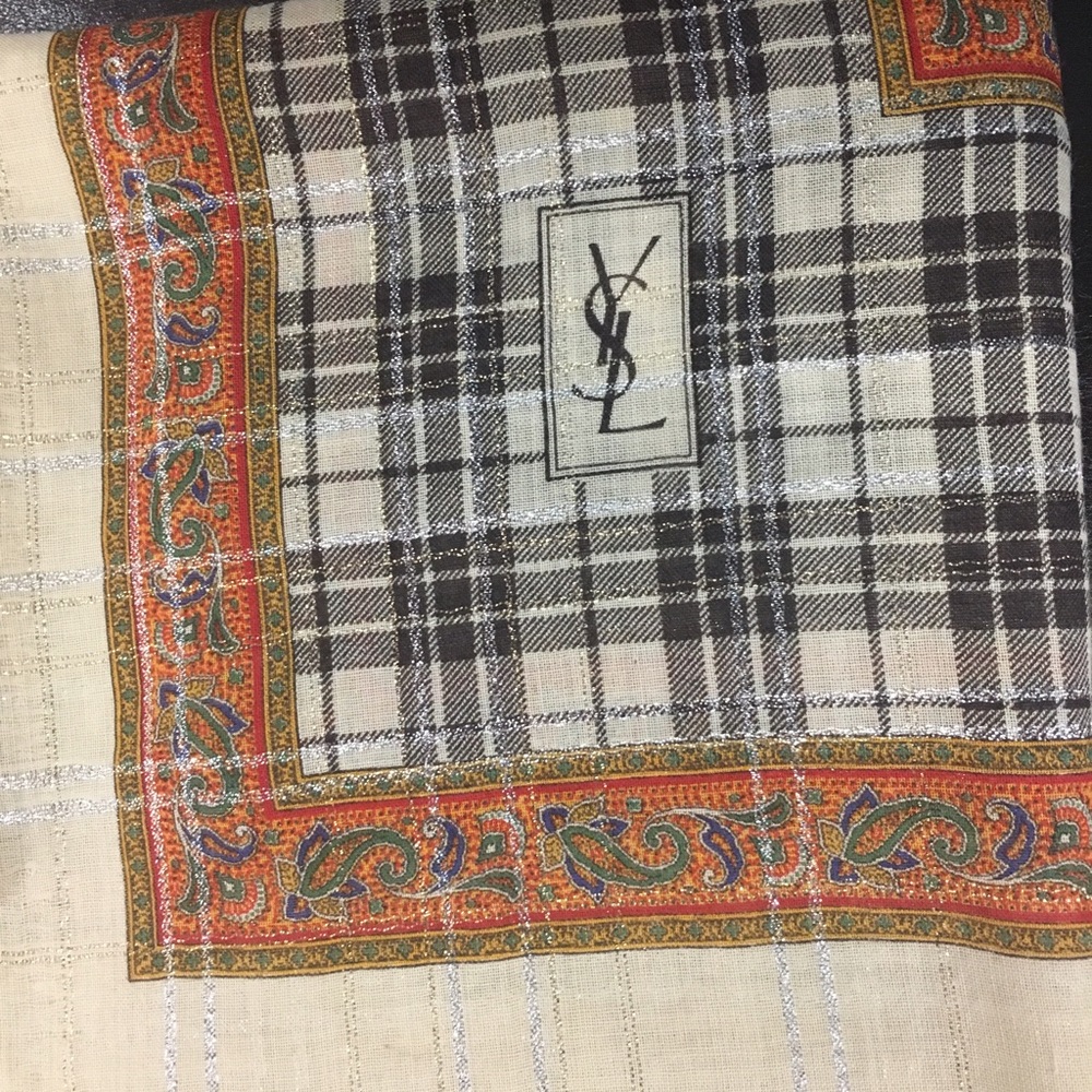 YSL vintage plaid print scarf - Picture 2 of 4